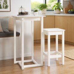 Solid Wood Bar Table White 60x60x110 cm High Top Dining Kitchen Furniture