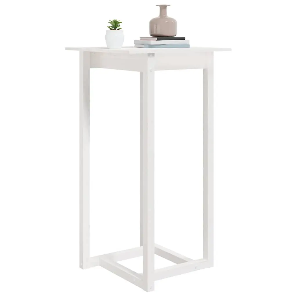 Solid Wood Bar Table High Top 60x60x110 cm White