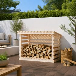Firewood Rack Log Storage Holder Solid Wood Pine Natural 108x73x79cm