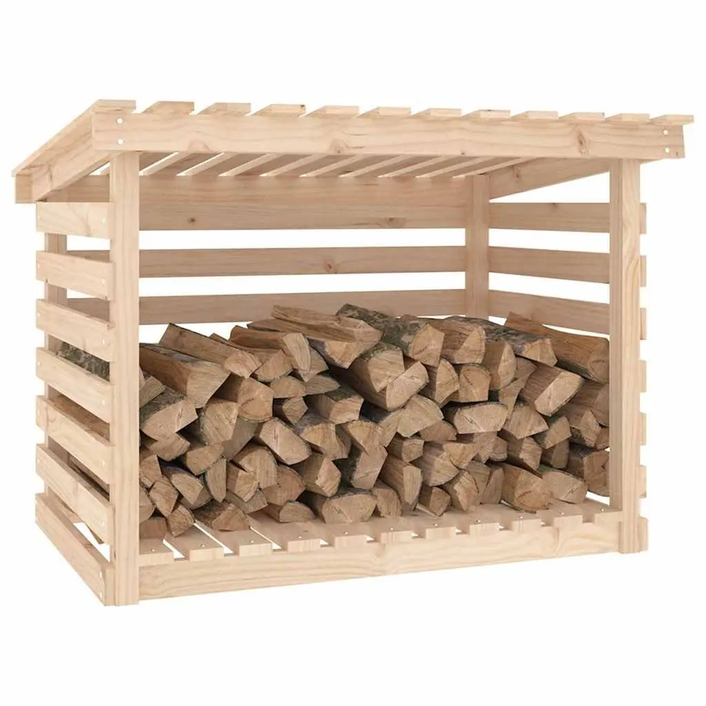 Firewood Rack Solid Pine Wood Natural 108x73x79cm