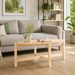 Coffee Table Solid Pine Wood Brown Living Room Furniture Accent Side Table