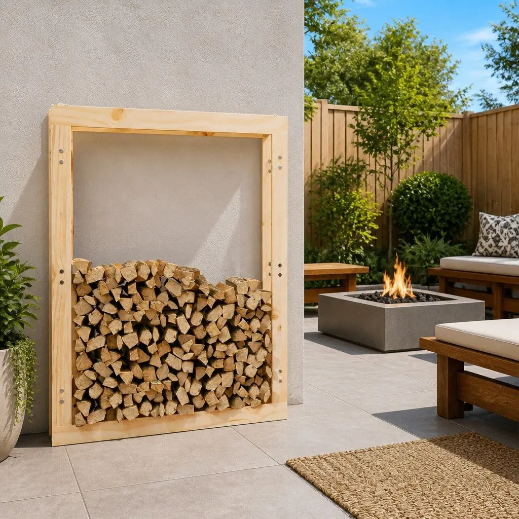 Firewood Rack Solid Pine Wood Log Storage 80x25x100 cm Natural