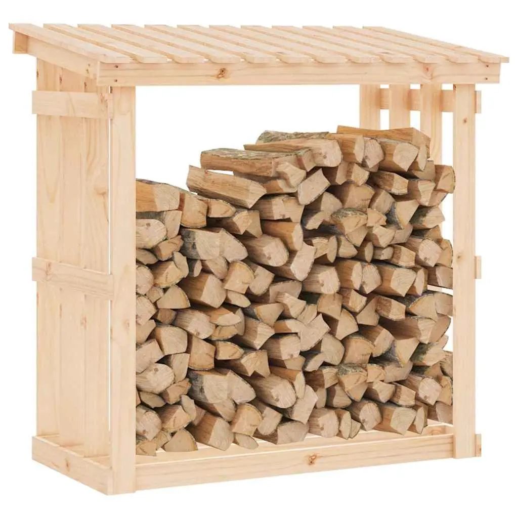 Firewood Rack Solid Pine Wood Log Storage Holder Natural 108 x 64.5 x 109 cm