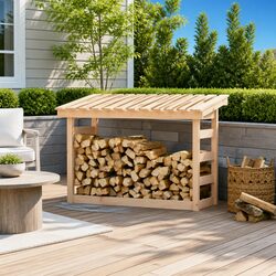 Firewood Rack Solid Pine Wood Log Storage Natural 108x64.5x78 cm Holder