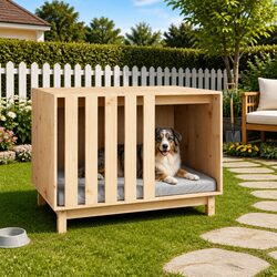 Dog House 90x60x67 cm Solid Wood Pine Pet Shelter Outdoor Indoor Cozy Bed