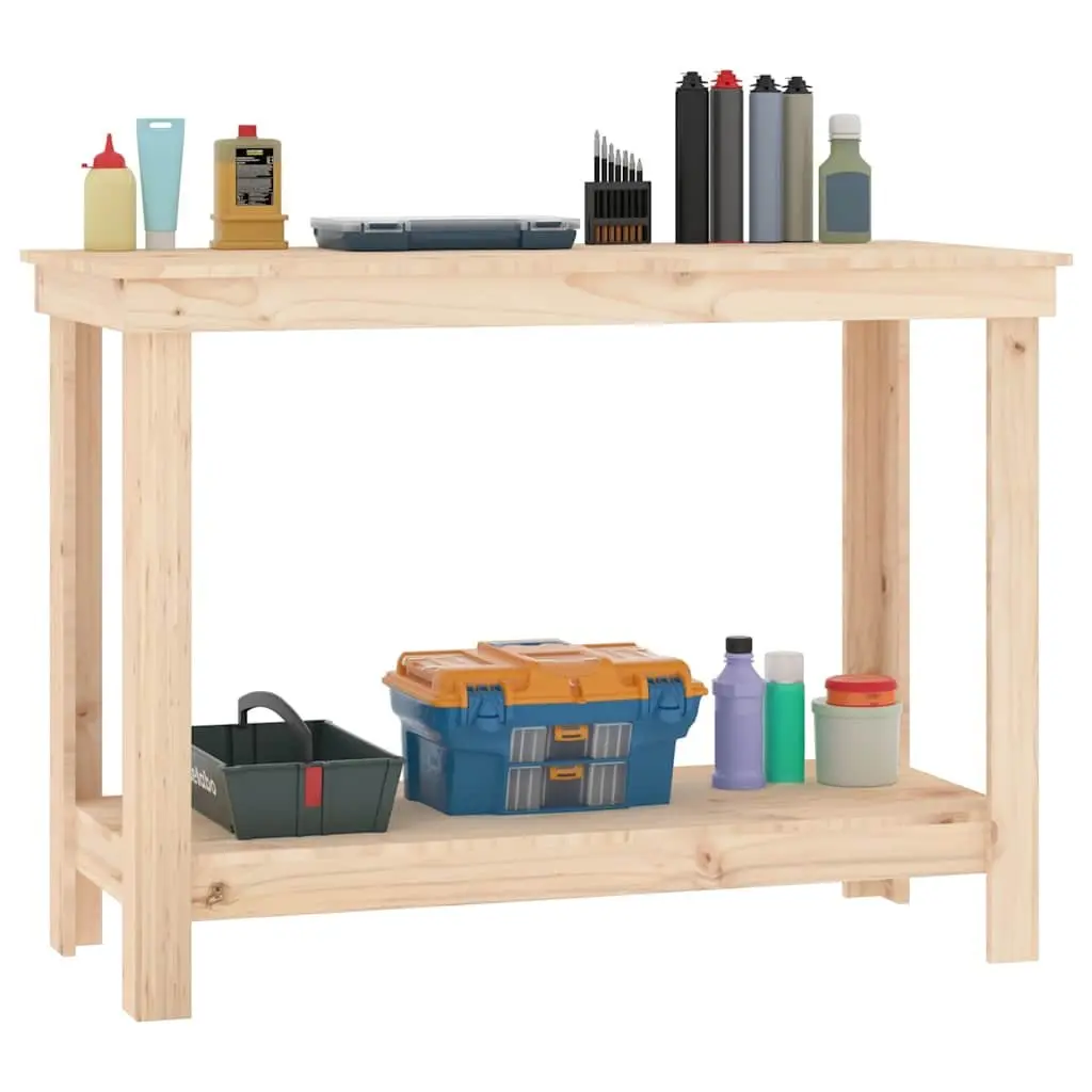 Work Bench Solid Pine Wood Storage Table 110 x 50 x 80 cm Brown