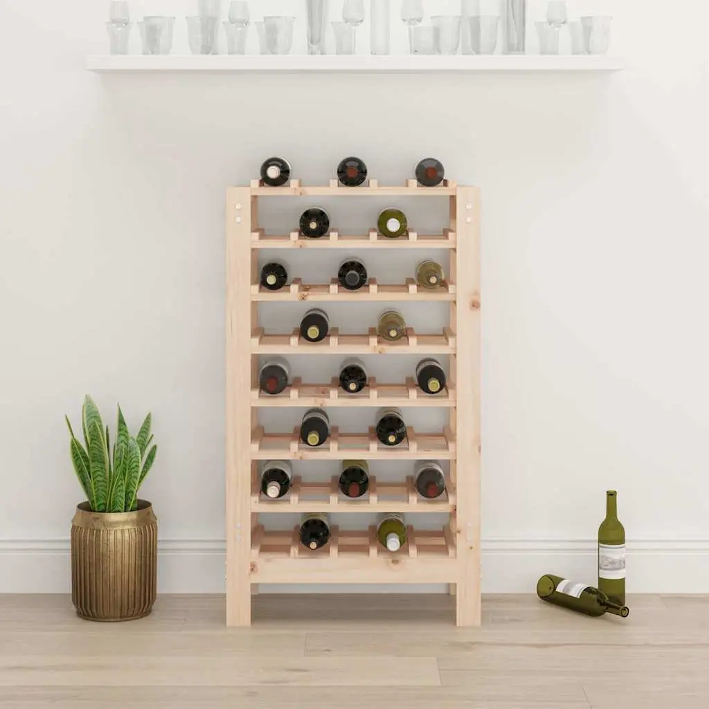 Wooden Wine Rack Solid Pine Bottle Storage Display Stand 61.5x30x107.5 cm Brown