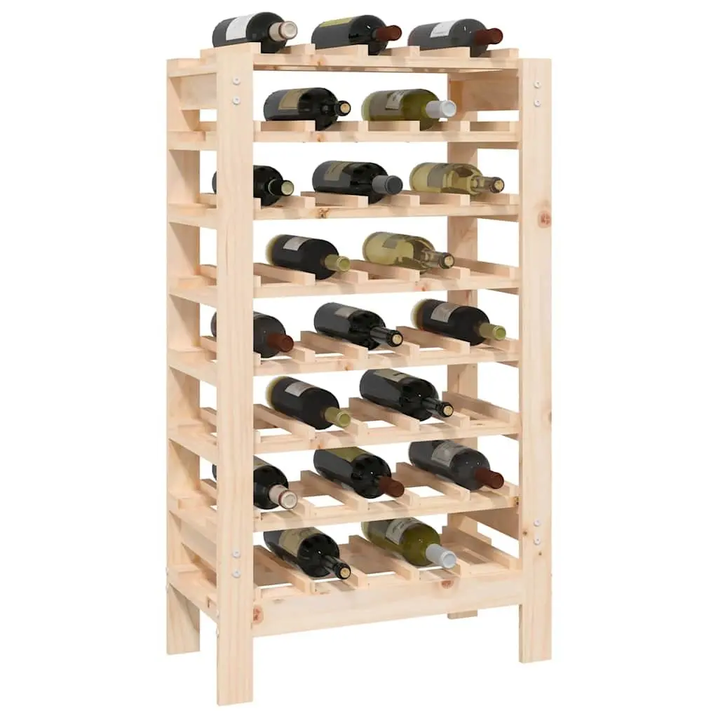 Wooden Wine Rack Solid Pine Bottle Storage Display Stand 61.5x30x107.5 cm Brown