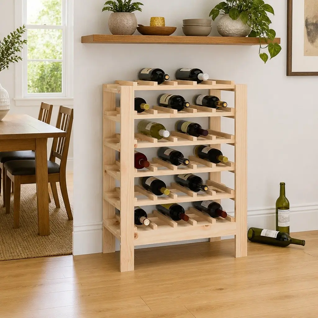 Wine Rack Storage Cabinet Solid Pine Wood Brown 61.5x30x82 cm