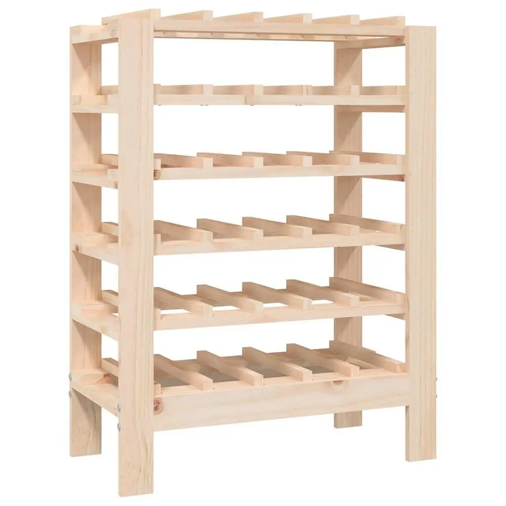 Wine Rack Storage Cabinet Solid Pine Wood Brown 61.5x30x82 cm