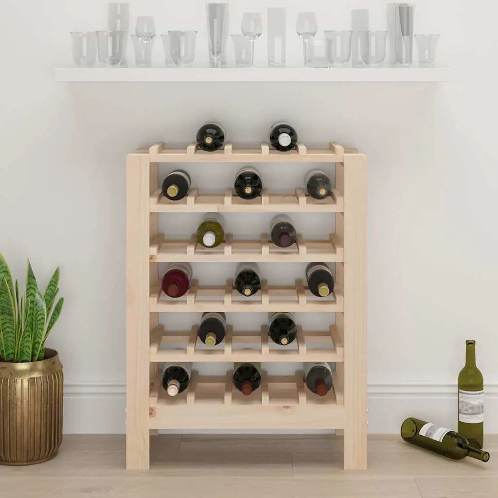 Wine Rack Storage Cabinet Solid Pine Wood Brown 61.5x30x82 cm