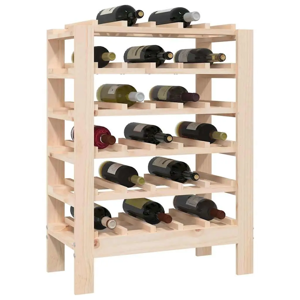 Wine Rack Storage Cabinet Solid Pine Wood Brown 61.5x30x82 cm