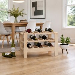 Wooden Wine Rack Storage Cabinet 61.5x30x42 cm Solid Pine Brown Bottle Holder