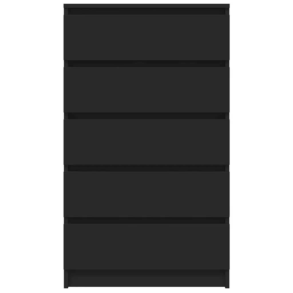 Drawer Cabinet Black Storage Chest 5 Drawers Engineered Wood