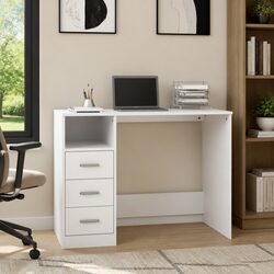Office Desk with 3 Drawers White 102x50x76cm Storage Computer Desk Engineered