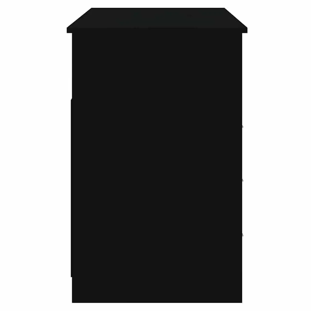 Office Desk with 3 Drawers Open Compartment Black Engineered Wood