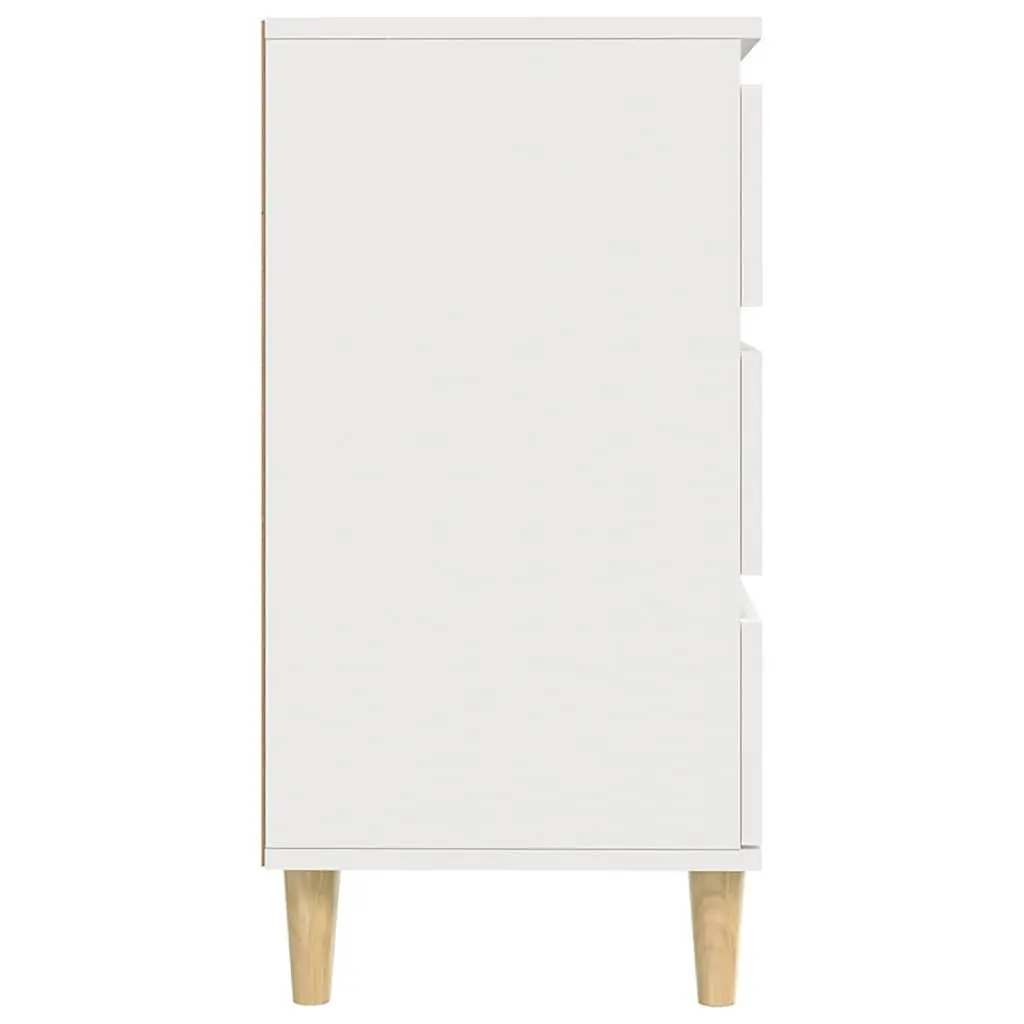 Sideboard Storage Cabinet 60x35x70 cm 3 Drawers White Engineered Wood