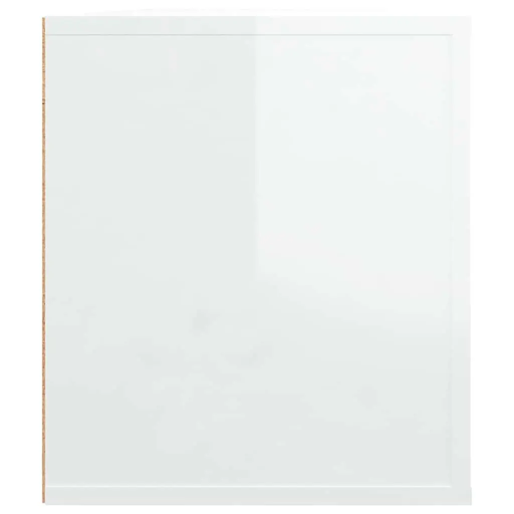 TV Cabinet Engineered Wood High Gloss White Media Unit Storage Compartments