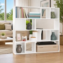 Book Cabinet Room Divider White Storage Bookshelf Organiser Living Space