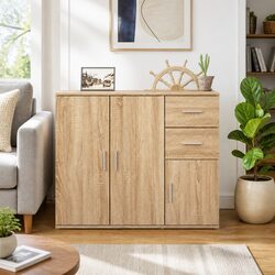 Sideboard Engineered Wood Brown Cabinet Storage Buffet Cupboard 91x29.5x75cm