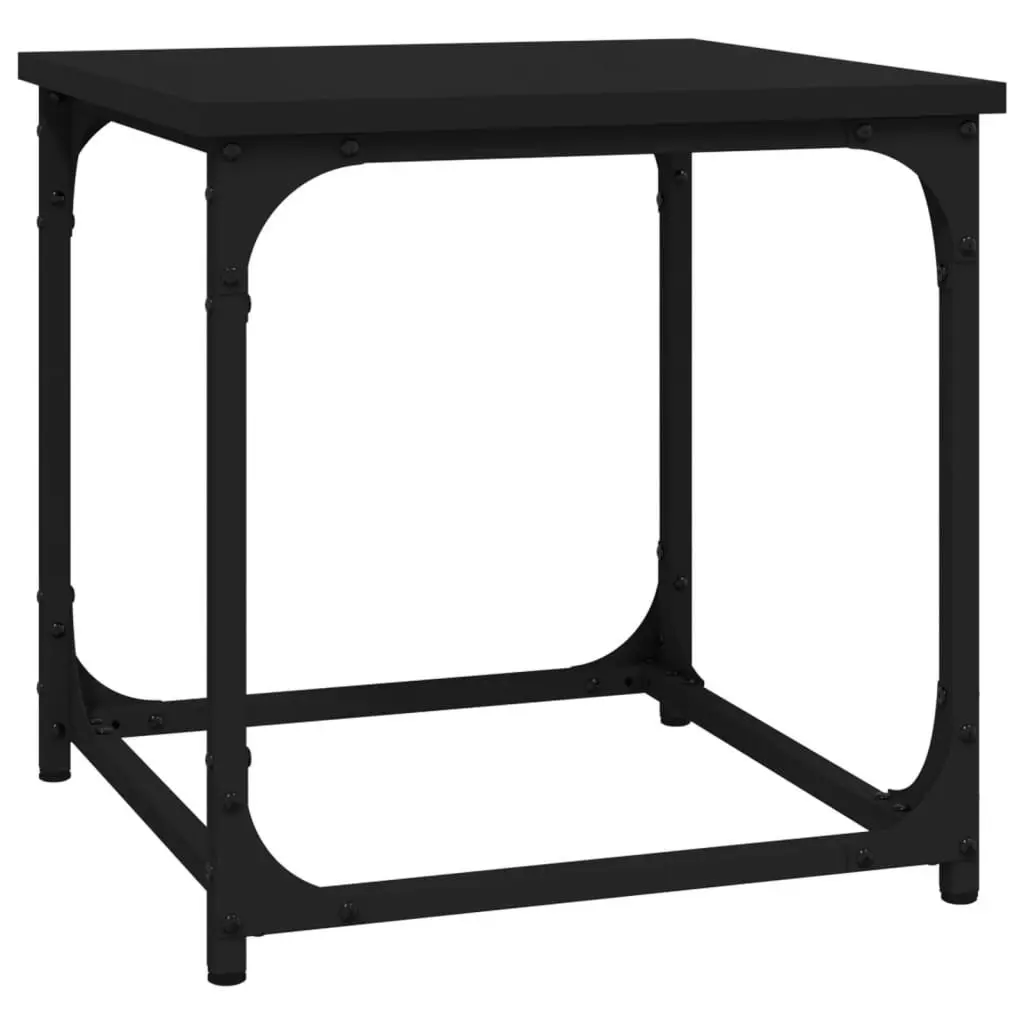 Side Table Coffee Table Adjustable Legs Steel Frame Black 40x40x40cm