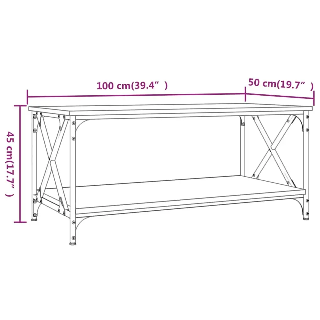 Coffee Table with Storage Shelf Brown 100x50x45cm