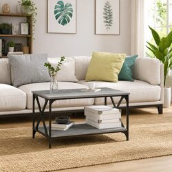 Coffee Table Grey Sonoma 80x50x45 cm Living Room Accent Furniture Open Shelf