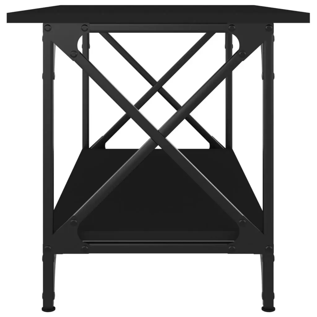 Coffee Table Black Engineered Wood Iron Frame 80 x 45 x 45 cm