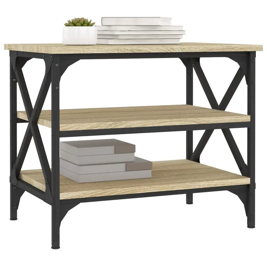 Side Table Engineered Wood Industrial Style Brown Storage 55 x 38 x 45 cm