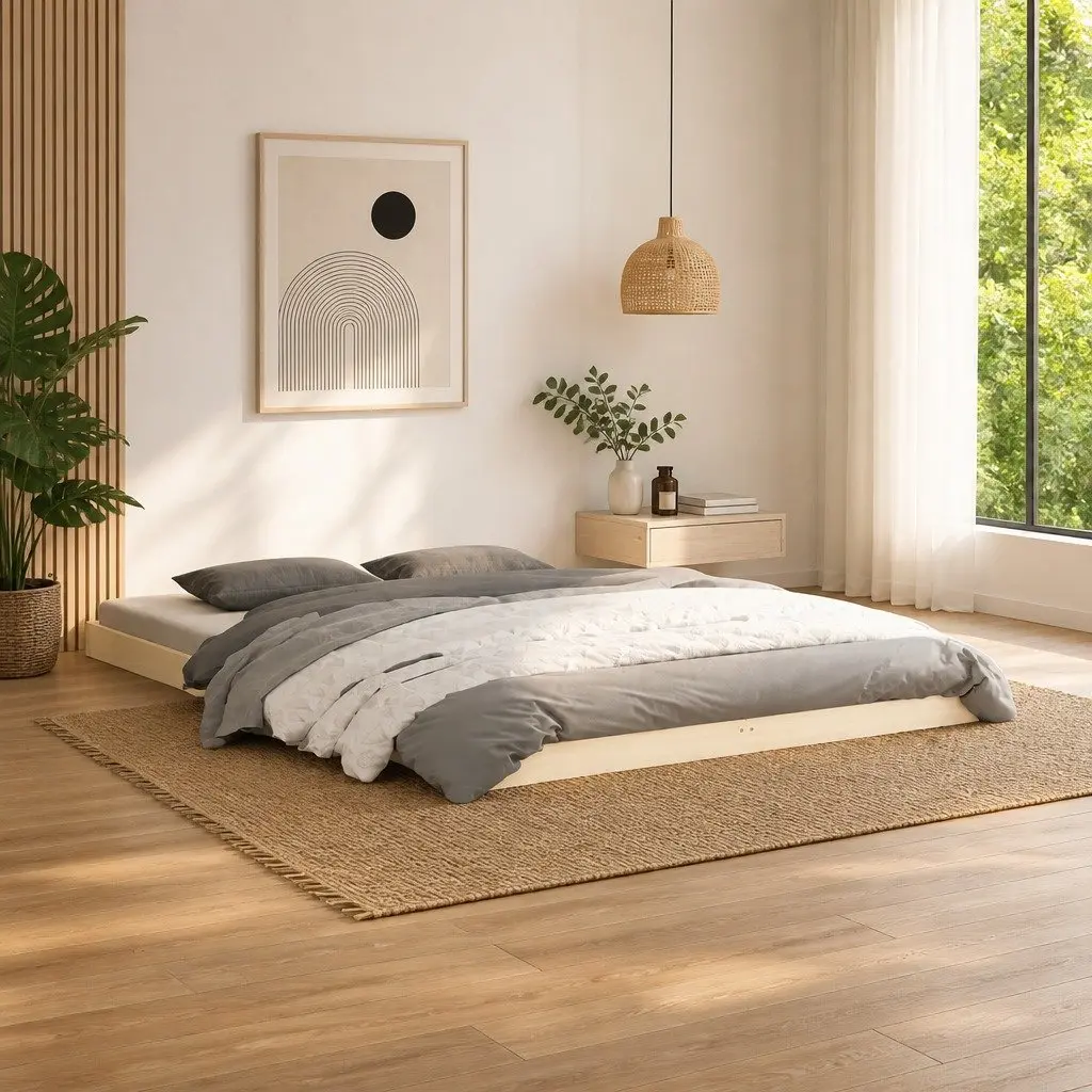 Bed Frame Solid Wood Pine White 150x200 cm Modern Slatted Base