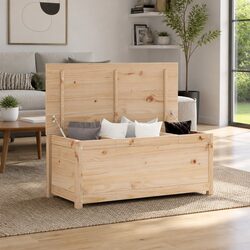 Storage Box 110x50x45.5 cm Solid Pine Wood Brown Organiser Chest Lift Lid