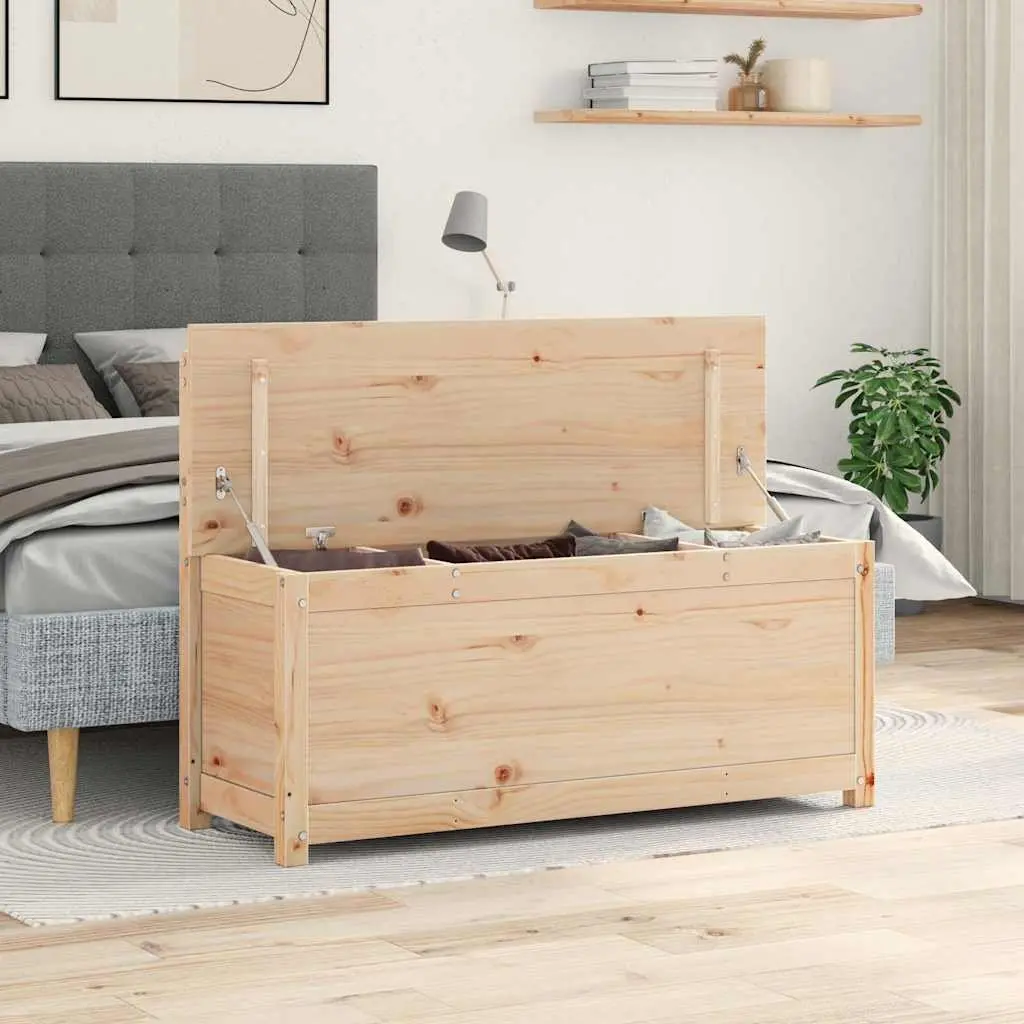 Solid Pine Wood Storage Bench Backrest Brown 110x41x76.5cm