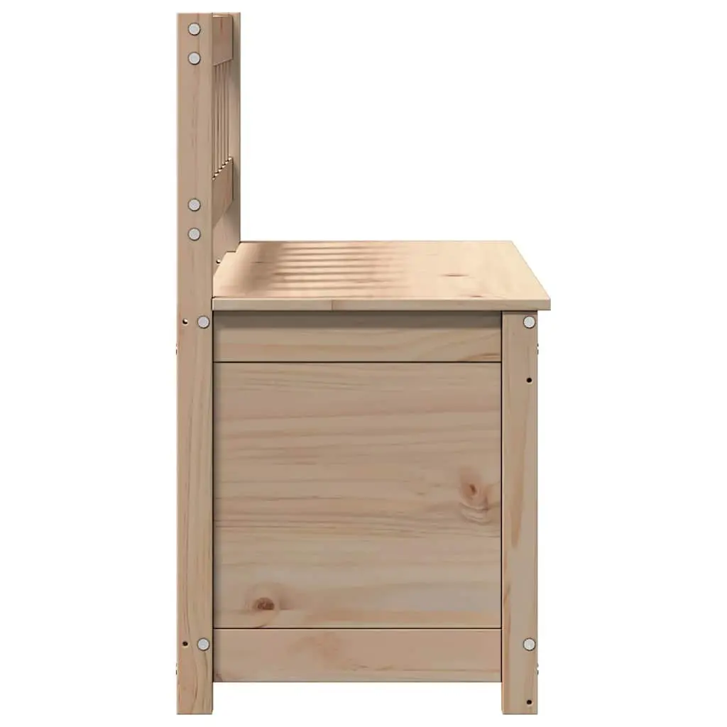Solid Pine Wood Storage Bench Backrest Brown 110x41x76.5cm