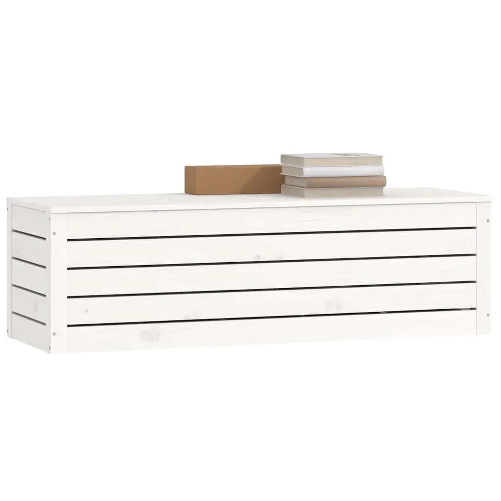 Storage Box Solid Pine Wood White 109x36.5x33cm Organiser with Hinged Lid
