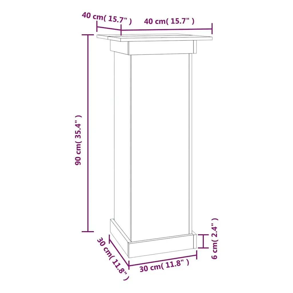Flower Stand Solid Pine Wood White 40x40x90cm Plant Display Garden Patio Decor