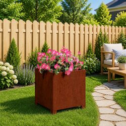 Planter with Legs Corten Steel Garden Flower Box Outdoor Patio Decoration
