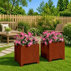 Planters with Legs 2 pcs 30x30x30 cm Garden Decor Flower Box Outdoor Raised Bed