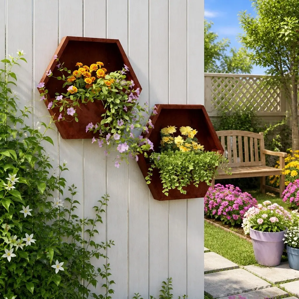 Wall Planters Corten Steel 46x10x40 cm Brown 2 Pieces Garden Balcony Patio Decor Box