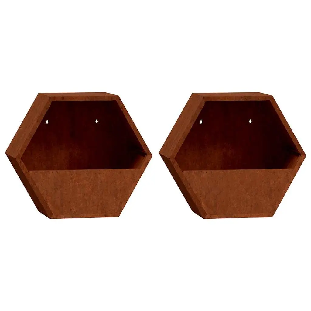 Wall Planters Corten Steel 46x10x40 cm Brown 2 Pieces Garden Balcony Patio Decor Box