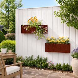 Wall Planters 2 pcs Corten Steel Garden Balcony Patio Outdoor Decoration Brown