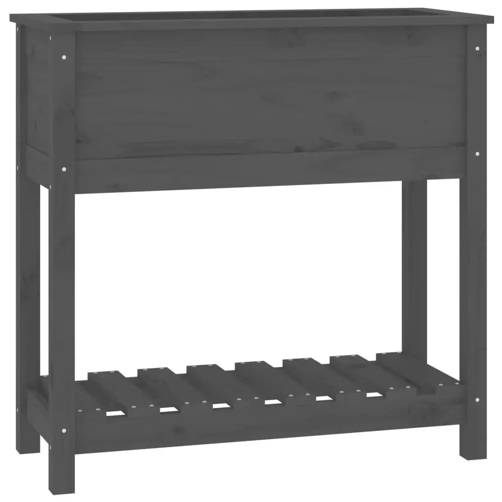 Wooden Garden Planter Raised Bed with Shelf Storage Grey Solid Pine 82.5x34.5x81cm