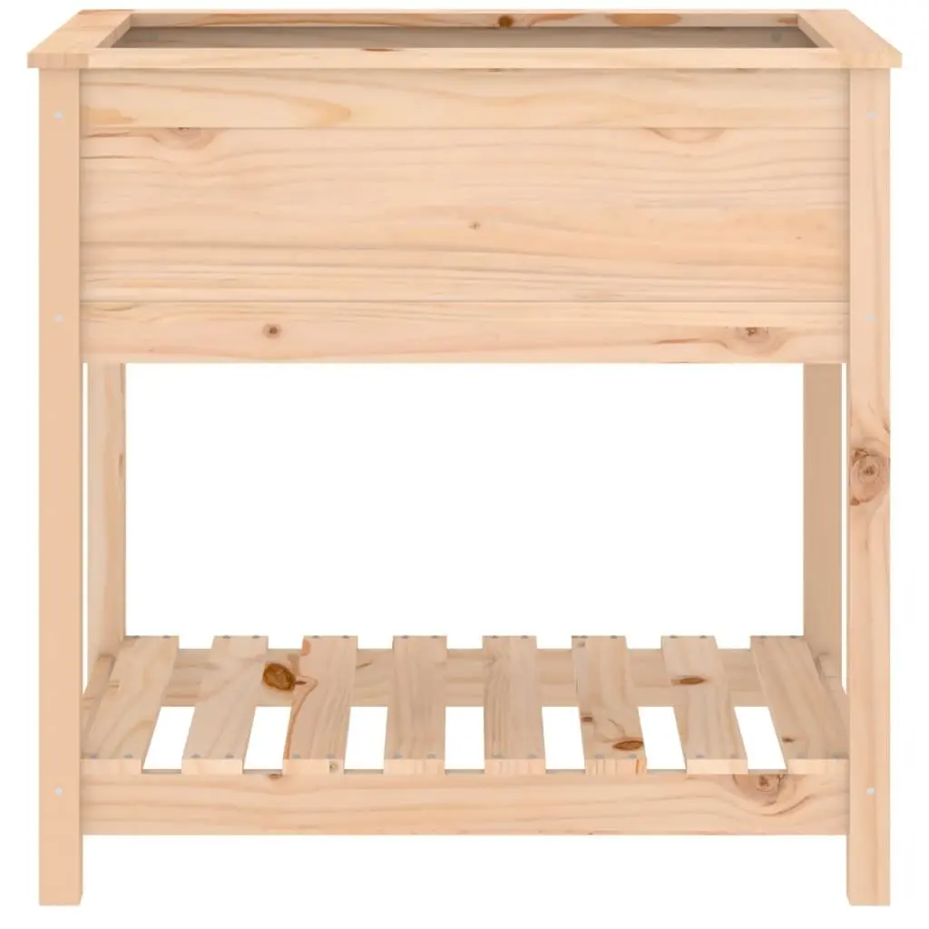 Raised Wooden Planter with Shelf Solid Pine 82.5x54x81 cm Brown