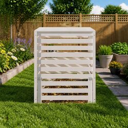 Wooden Composter Bin White Solid Pine 82.5x82.5x99.5cm Garden Waste Recycling