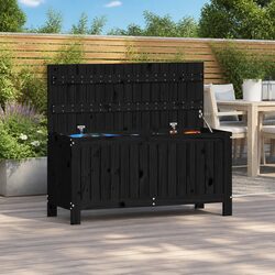 Garden Storage Box Black 108x42.5x54cm Solid Pine Wood Outdoor Furniture