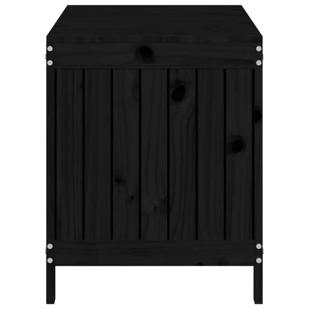 Garden Storage Box Black Wooden Outdoor Tool Organizer with Hydraulic Lid