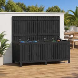 Garden Storage Box Grey Solid Wood Pine Outdoor Deck Patio Furniture Organizer