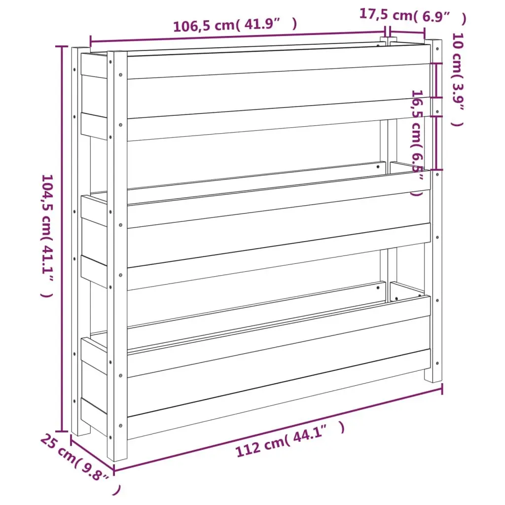 Wooden Garden Planter Raised Bed 112x25x104.5 cm Pine Brown
