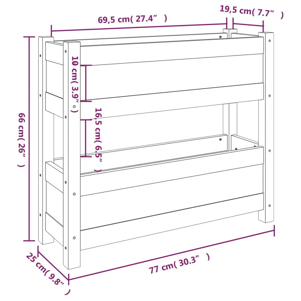 Wooden Planter Twin Flower Boxes 77x25x66 cm White Solid Pine for Garden Patio