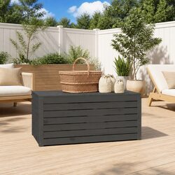 Outdoor Garden Storage Box Grey Solid Wood Pine Deck Furniture Organiser