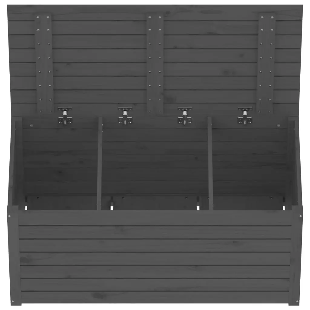 Outdoor Garden Storage Box Grey Solid Wood Pine Organiser
